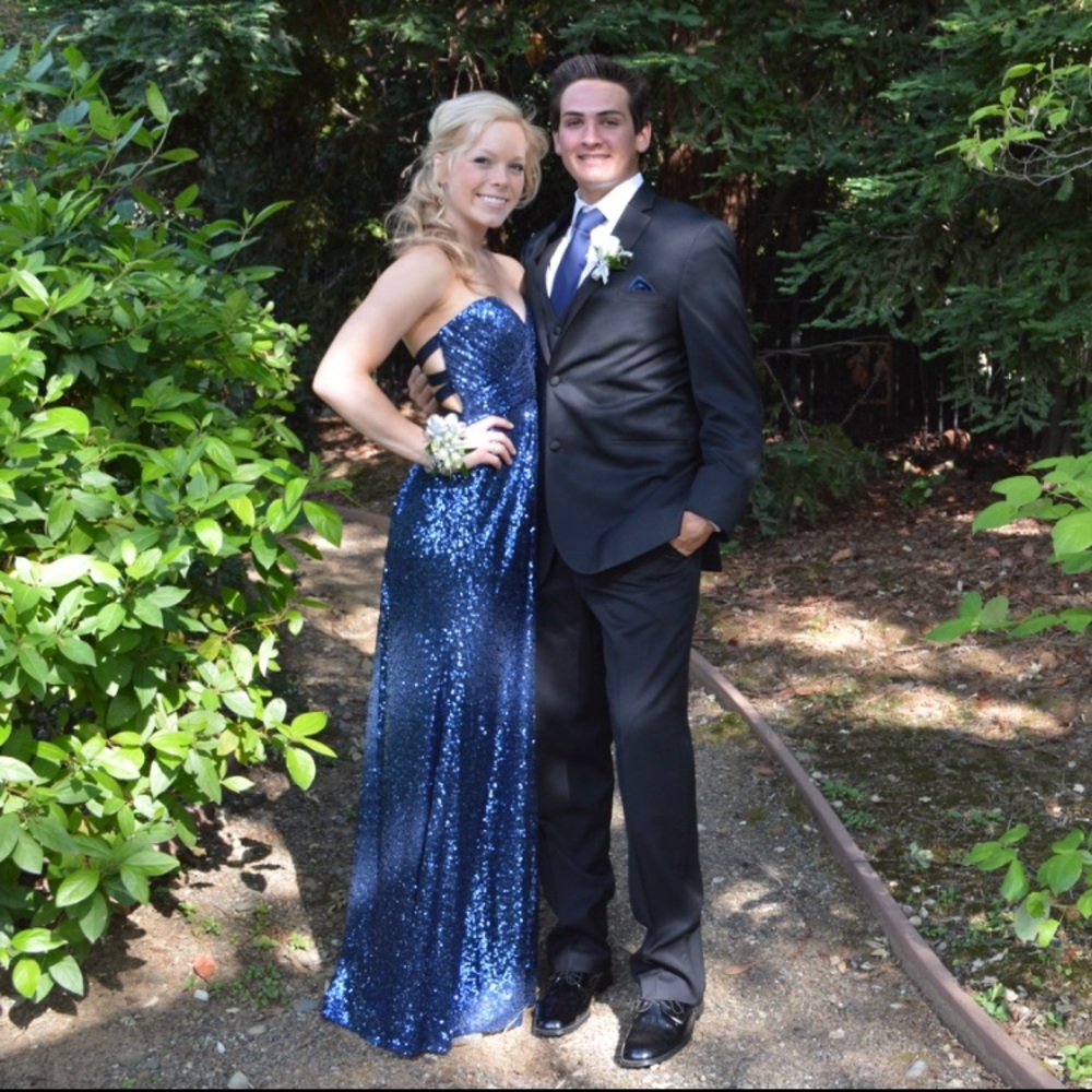 La Femme navy blue prom dress